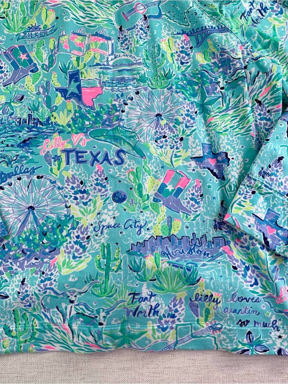 Lilly Pulitzer Bayside Blue Lilly Loves Texas UPF 50 Skipper Popover quarter zip - Picture 10 of 10